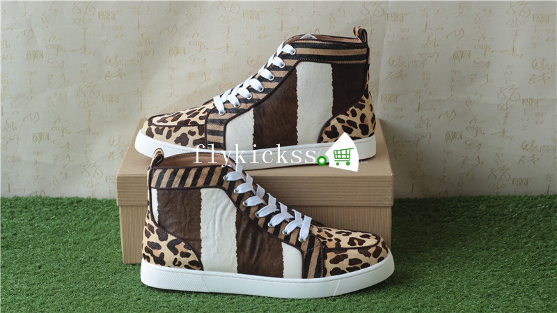 Christian Louboutin Flat Sneaker High Top Leopard Furs